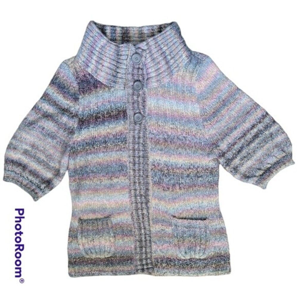 Express Rainbow Stripe 3-Button Sweater - M